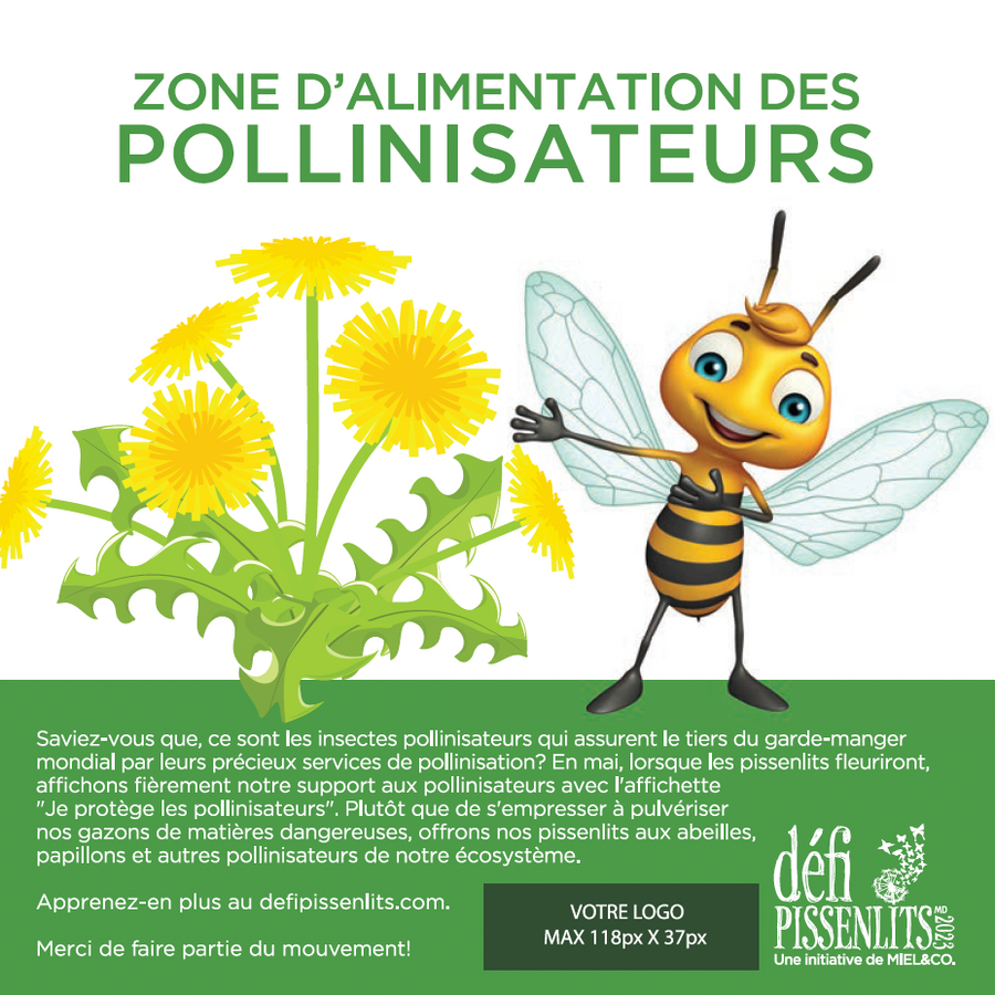 Affichette Défi Pissenlits personnalisée avec le logo de votre organisation